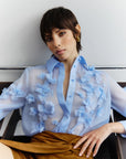 Camicia in organza con fiori 3D