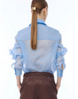 Camicia in organza con fiori 3D