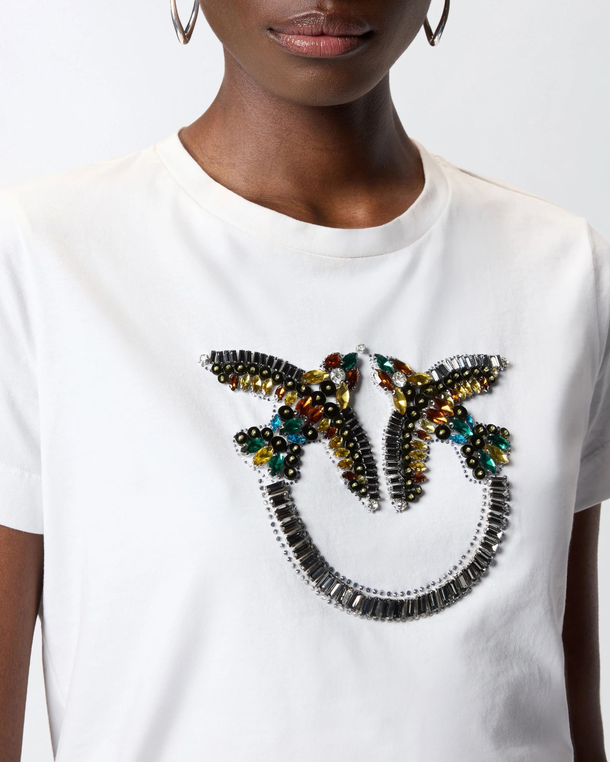 Maglia con logo cristalli Pinko